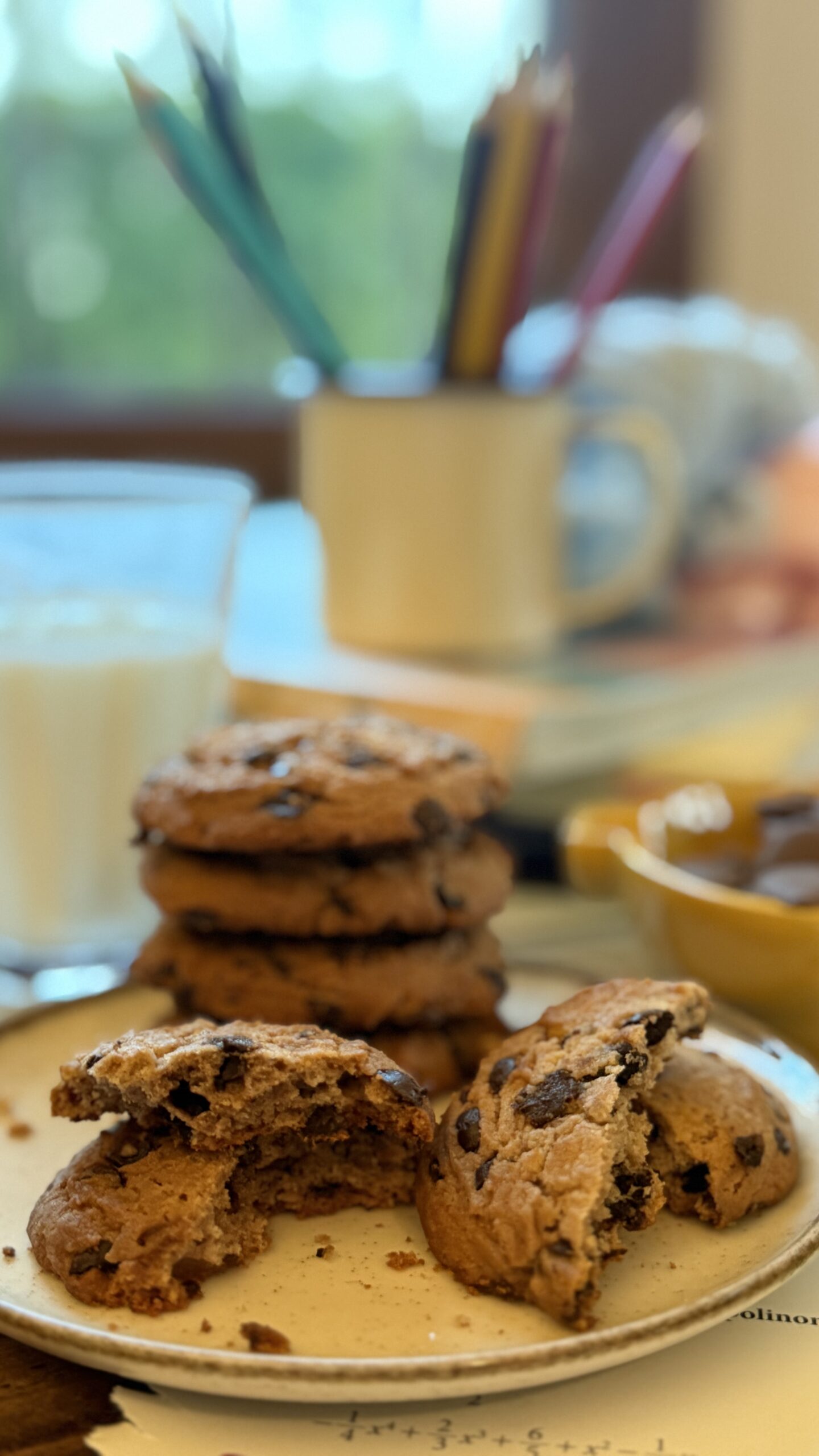 Cookies da merenda con cioccolato appena preparati nella cucina di Cascina Madama Rous